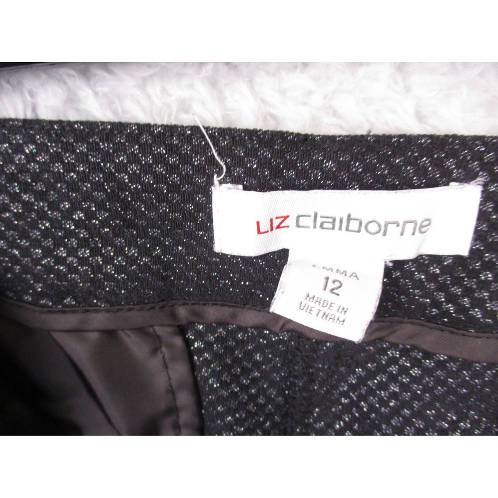 Liz Claiborne Women's Pants Size 12 Black Sparkle Textured Ankle Slim Tapered St - Picture 5 of 6